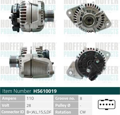 Hoffer H5610019 - Генератор avtokuzovplus.com.ua