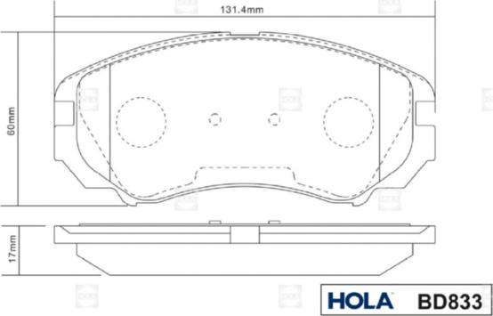 Hola BD833 - Тормозные колодки дисковые передние HYUNDAI Sonata IV EF  Sonata V NF  Elantra XD  Tucson J autodnr.net