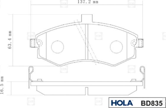 Hola BD835 - Тормозные колодки, дисковые, комплект avtokuzovplus.com.ua