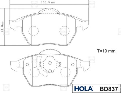 Hola BD837 - Гальмівні колодки, дискові гальма autocars.com.ua