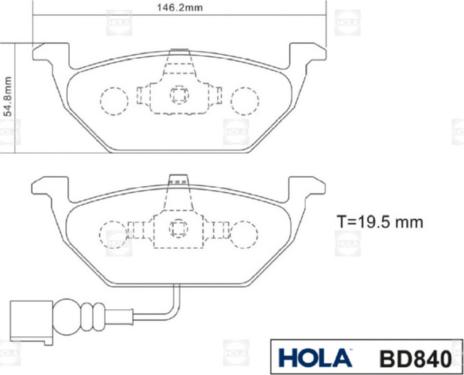 Hola BD840 - Гальмівні колодки, дискові гальма autocars.com.ua