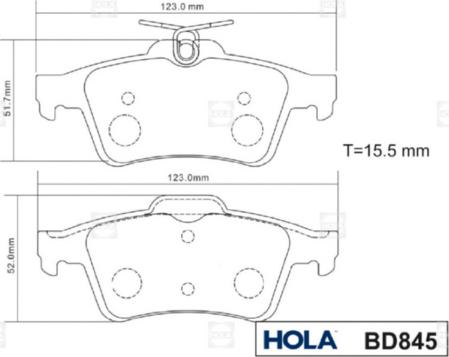 Hola BD845 - Тормозные колодки дисковые задние FORD Focus II-III   C-Max II DM2  Grand C-Max  Kuga II  Tourne autodnr.net