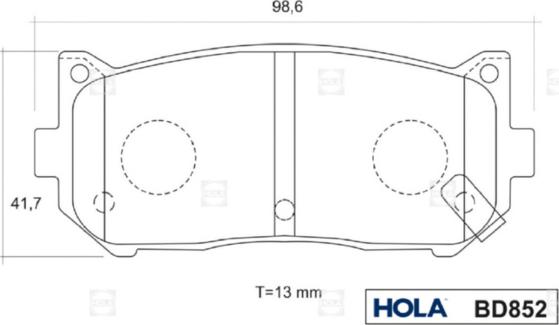 Hola BD852 - Тормозные колодки, дисковые, комплект avtokuzovplus.com.ua