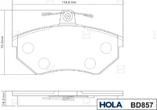 Hola BD857 - Тормозные колодки, дисковые, комплект autodnr.net