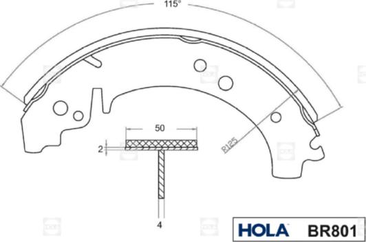 Hola BR801 - Комплект тормозных колодок, барабанные autodnr.net