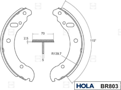 Hola BR803 - Комплект гальм, барабанний механізм autocars.com.ua