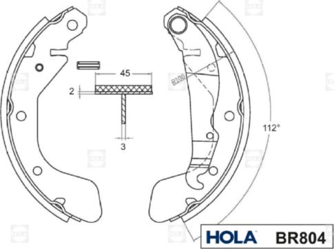 Hola BR804 - Комплект тормозных колодок, барабанные autodnr.net