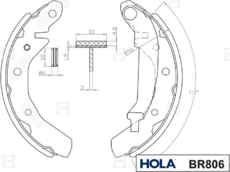 Hola BR806 - Комплект гальм, барабанний механізм autocars.com.ua