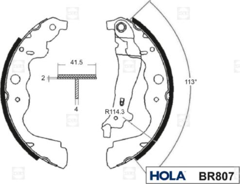 Hola BR807 - Комплект тормозных колодок, барабанные autodnr.net