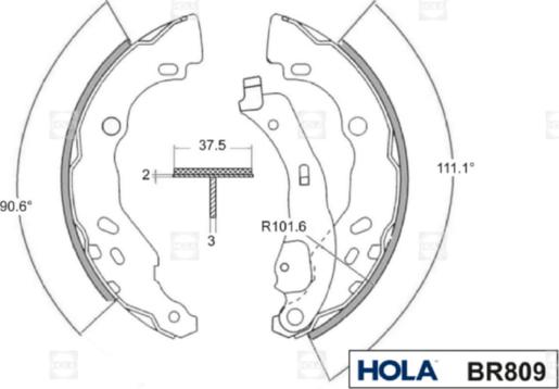 Hola BR809 - Комплект тормозных колодок, барабанные autodnr.net