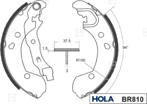 Hola BR810 - Комплект гальм, барабанний механізм autocars.com.ua