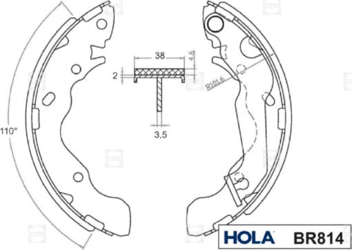 Hola BR814 - Комплект гальм, барабанний механізм autocars.com.ua