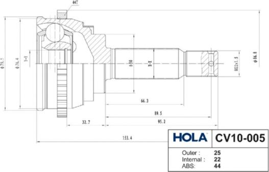 Hola CV10-005 - Шарнирный комплект, ШРУС, приводной вал autodnr.net