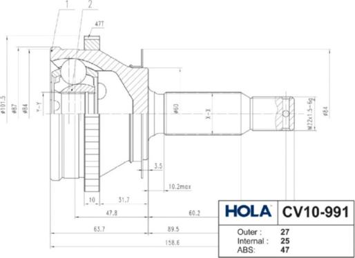 Hola CV10-991 - Шарнирный комплект, ШРУС, приводной вал autodnr.net