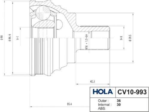 Hola CV10-993 - Шарнирный комплект, ШРУС, приводной вал autodnr.net