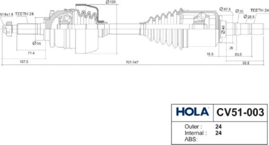 Hola CV51-003 - Приводний вал autocars.com.ua