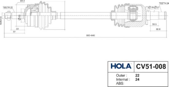 Hola CV51-008 - Приводной вал autodnr.net