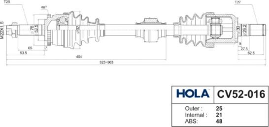 Hola CV52-016 - Приводной вал avtokuzovplus.com.ua