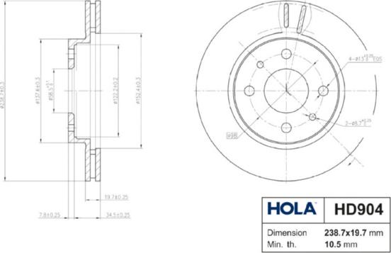 Hola HD904 - Тормозной диск autodnr.net