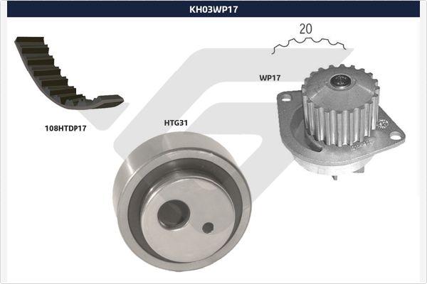 Hutchinson KH 03WP17 - Водяной насос + комплект зубчатого ремня autodnr.net