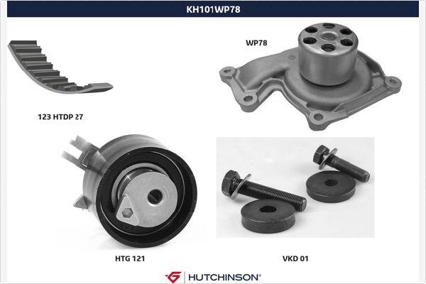Hutchinson KH 101WP78 - Водяний насос + комплект зубчатого ременя autocars.com.ua