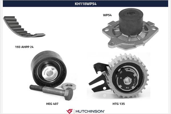 Hutchinson KH 118WP54 - Водяний насос + комплект зубчатого ременя autocars.com.ua