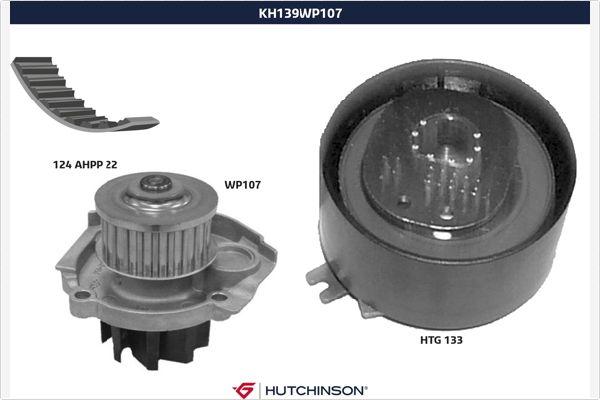 Hutchinson KH 139WP107 - Водяний насос + комплект зубчатого ременя autocars.com.ua