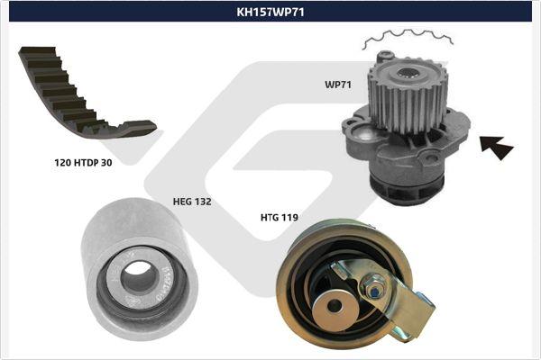 Hutchinson KH 157WP71 - Водяний насос + комплект зубчатого ременя autocars.com.ua