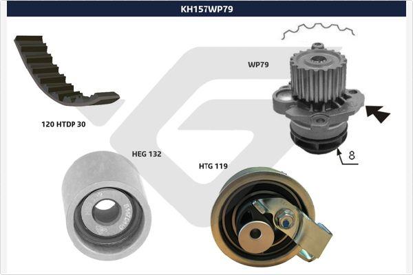 Hutchinson KH 157WP79 - Водяний насос + комплект зубчатого ременя autocars.com.ua