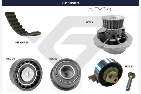 Hutchinson KH 158WP74 - Водяний насос + комплект зубчатого ременя autocars.com.ua