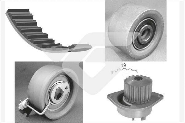 Hutchinson KH 164WP37 - Водяний насос + комплект зубчатого ременя autocars.com.ua