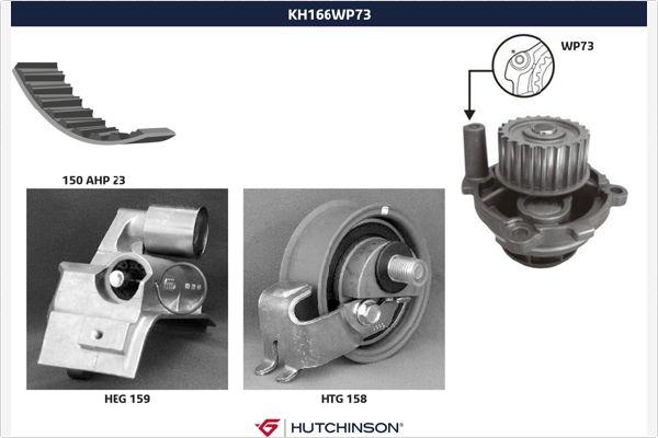 Hutchinson KH 166WP73 - Водяний насос + комплект зубчатого ременя autocars.com.ua