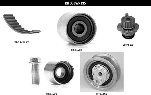 Hutchinson KH 333WP135 - Водяной насос + комплект зубчатого ремня autodnr.net