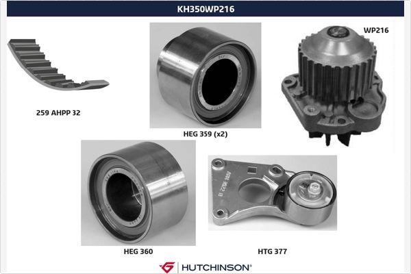 Hutchinson KH 350WP216 - Водяний насос + комплект зубчатого ременя autocars.com.ua