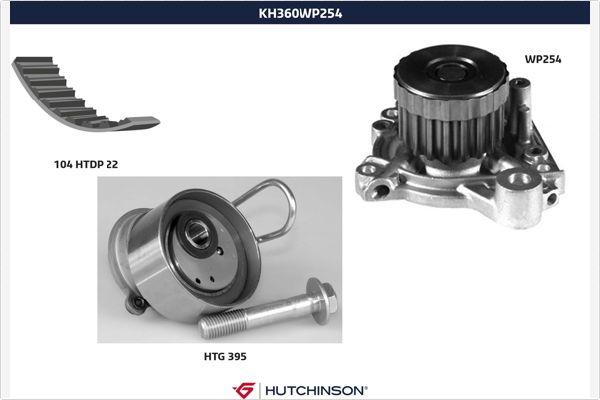 Hutchinson KH 360WP254 - Водяной насос + комплект зубчатого ремня autodnr.net