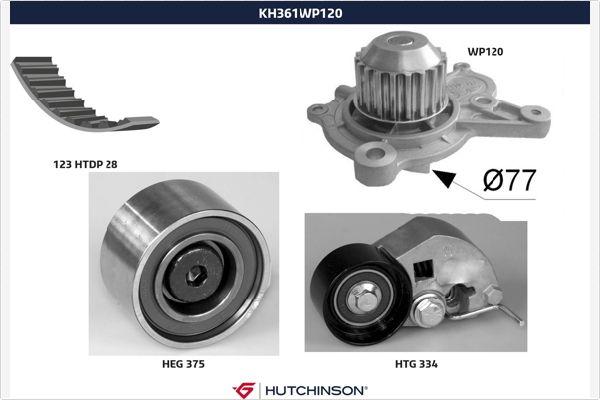 Hutchinson KH 361WP120 - Водяний насос + комплект зубчатого ременя autocars.com.ua