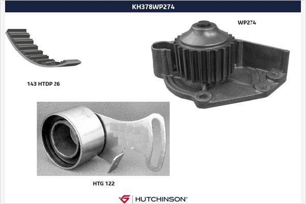 Hutchinson KH 378WP274 - Водяний насос + комплект зубчатого ременя autocars.com.ua