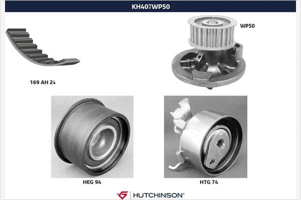 Hutchinson KH 407WP50 - Водяний насос + комплект зубчатого ременя autocars.com.ua