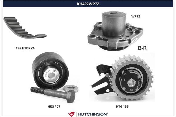 Hutchinson KH 422WP72 - Водяной насос + комплект зубчатого ремня autodnr.net