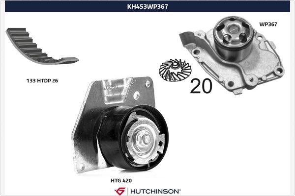 Hutchinson KH 453WP367 - Водяний насос + комплект зубчатого ременя autocars.com.ua