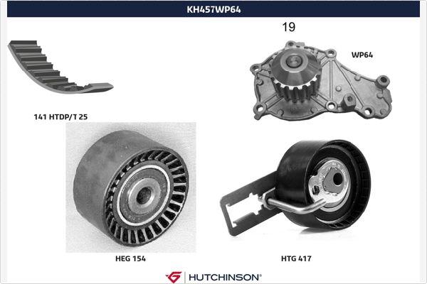 Hutchinson KH 457WP64 - Водяний насос + комплект зубчатого ременя autocars.com.ua
