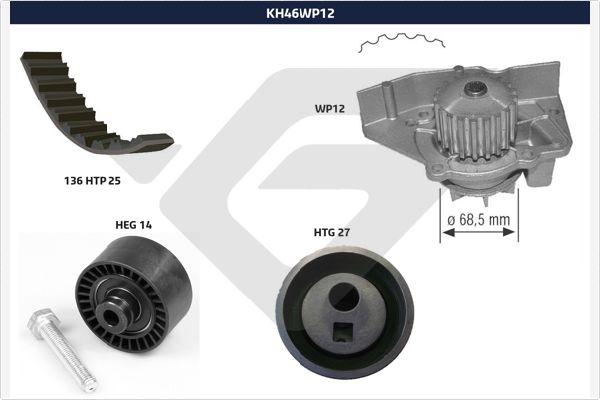 Hutchinson KH 46WP12 - Водяной насос + комплект зубчатого ремня avtokuzovplus.com.ua