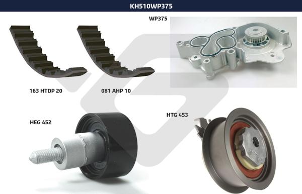 Hutchinson KH 510WP375 - Водяной насос + комплект зубчатого ремня autodnr.net