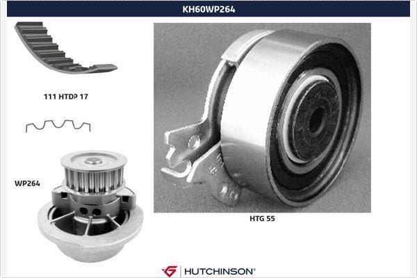 Hutchinson KH 60WP264 - Водяной насос + комплект зубчатого ремня autodnr.net