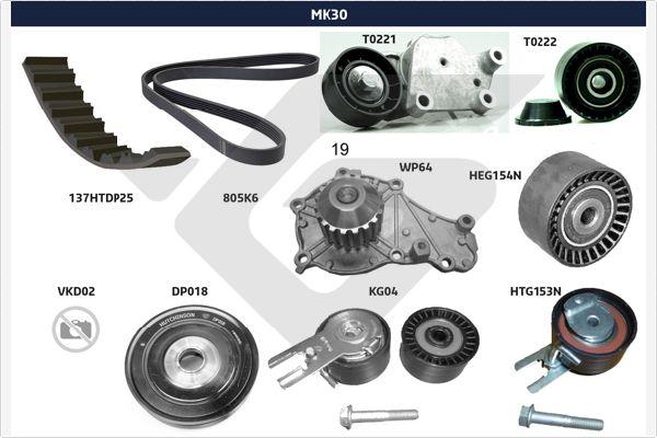 Hutchinson MK30 - Поликлиновий ремінний комплект autocars.com.ua