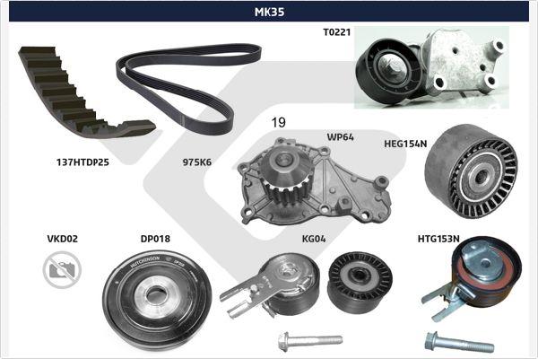 Hutchinson MK35 - Поликлиновий ремінний комплект autocars.com.ua