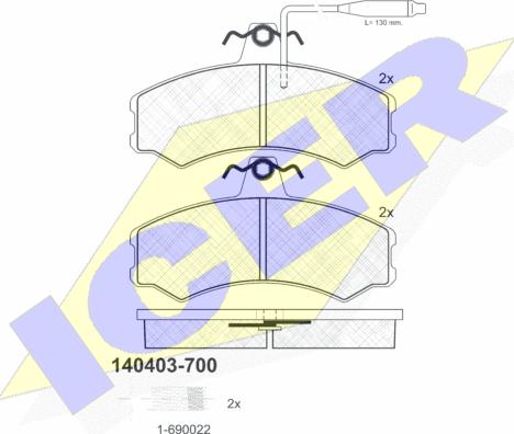 Icer 140403-700 - Гальмівні колодки, дискові гальма autocars.com.ua