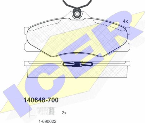 Icer 140648-700 - Гальмівні колодки, дискові гальма autocars.com.ua