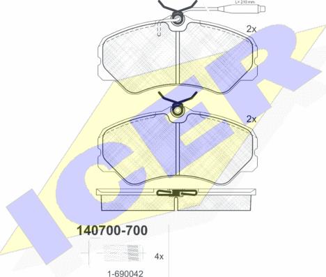 Icer 140700-700 - Гальмівні колодки, дискові гальма autocars.com.ua