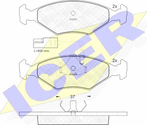 Icer 140927 - Гальмівні колодки, дискові гальма autocars.com.ua